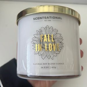 Brand new Scentsational ( Fall in Love) candle with a natural soy blend